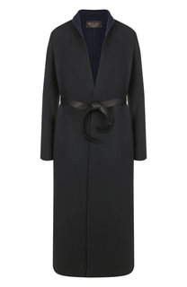 Однотонное кашемировое пальто с кожаным поясом Loro Piana