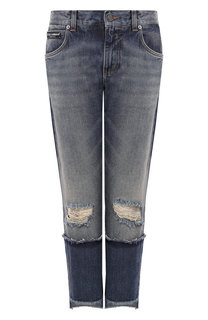 Укороченные джинсы прямого кроя с потертостями Dolce & Gabbana