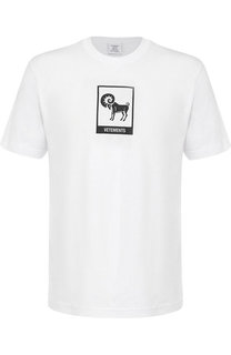 Хлопковая футболка с круглым вырезом и принтом Vetements
