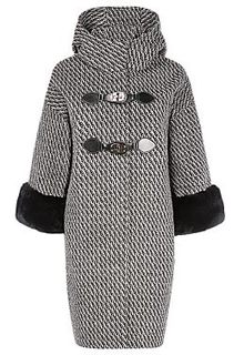 Твидовое пальто с декором из меха кролика La Reine Blanche
