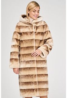 Удлиненная шуба из мутона с капюшоном Снежная Королева
