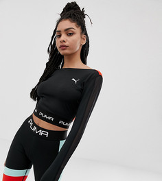 Кроп-топ с длинными рукавами и отделкой на спине Puma эксклюзивно для ASOS - Черный