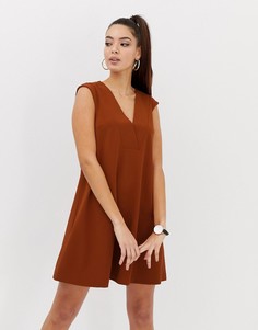Платье мини с глубоким V-образным вырезом ASOS DESIGN - Оранжевый