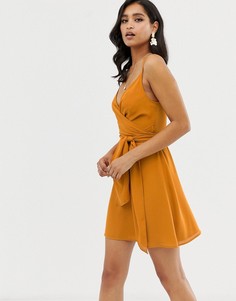 Платье мини с запахом и завязкой на талии ASOS DESIGN - Желтый