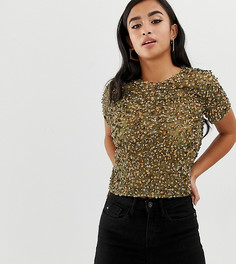 Футболка с отделкой пайетками ASOS DESIGN Petite - Зеленый