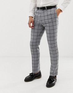 Серые брюки скинни в клетку с добавлением шерсти ASOS DESIGN - Серый