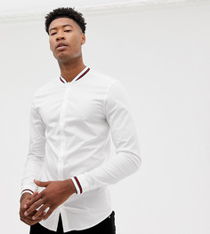 Приталенная рубашка с воротником в рубчик ASOS DESIGN Tall - Белый