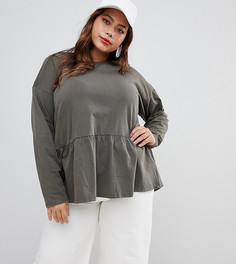 Свободный топ с длинными рукавами ASOS DESIGN Curve - Зеленый