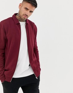 Бордовая трикотажная куртка Харрингтон ASOS DESIGN - Красный