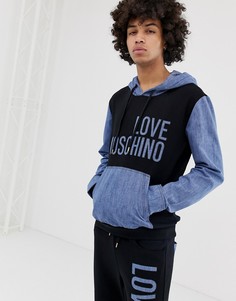 Худи с джинсовыми вставками Love Moschino - Черный