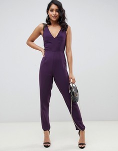 Комбинезон с широкими брюками и кружевной отделкой ASOS DESIGN - Фиолетовый