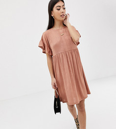 Платье металлик с оборками на рукавах ASOS DESIGN Petite - Розовый