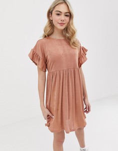 Свободное платье с оборками ASOS DESIGN - Розовый
