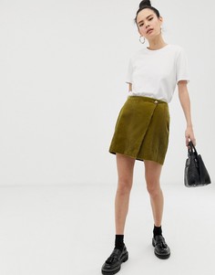 Вельветовая мини-юбка с запахом ASOS DESIGN - Зеленый
