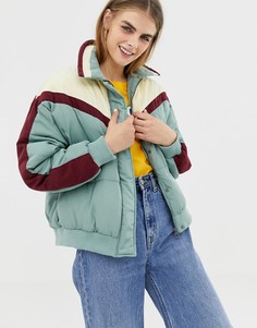 Дутая куртка со вставками Pull&Bear - Синий