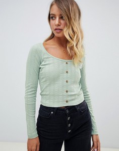 Ажурный лонгслив на пуговицах ASOS DESIGN - Зеленый
