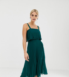 Двухслойное плиссированное платье миди на бретелях ASOS DESIGN Tall - Зеленый