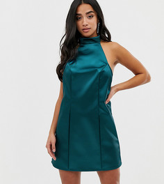 Атласное платье мини эксклюзивно для ASOS DESIGN Petite - Синий