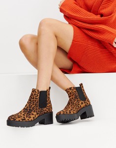 Массивные ботинки на плоской подошве с леопардовым принтом New Look - Светло-бежевый
