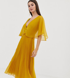 Платье миди с рукавами клеш и плиссированной юбкой ASOS DESIGN Tall - Золотой