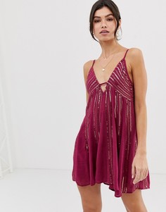 Платье-комбинация с отделкой Free People - Фиолетовый
