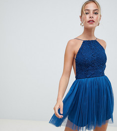 Платье мини с кружевным лифом ASOS DESIGN Petite - Темно-синий
