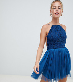 Платье мини с кружевным лифом ASOS DESIGN Petite - Темно-синий