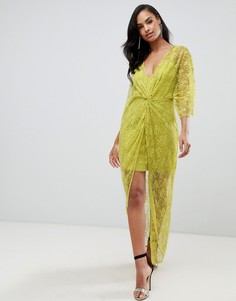 Платье-кимоно макси с узлом ASOS DESIGN - Зеленый
