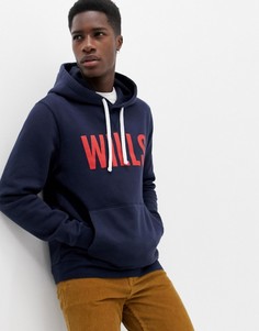 Темно-синий свитшот с капюшоном и большим логотипом Jack Wills - Темно-синий