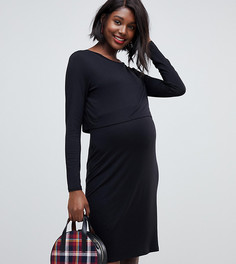 Черное двухслойное платье для кормящих мам New Look Maternity - Черный