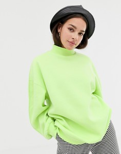 Oversize-свитер цвета лайма с высоким воротом Bershka - Желтый