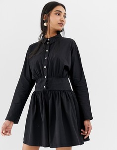 Выбеленное платье-рубашка мини в стиле casual от ASOS DESIGN - Черный