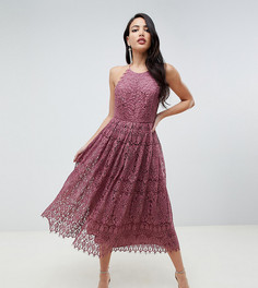 Кружевное платье миди для выпускного с фигурными краями ASOS DESIGN Tall - Фиолетовый