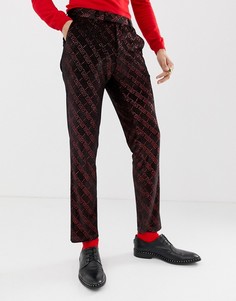 Красные бархатные брюки скинни с блестками ASOS DESIGN - Красный