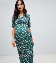 Чайное платье макси на пуговицах с цветочным принтом ASOS DESIGN Maternity - Мульти