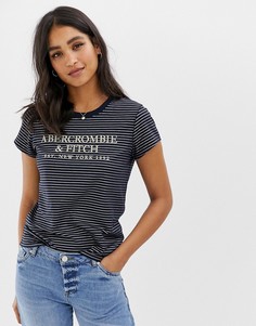Футболка в полоску с эффектом металлик и вышитым логотипом Abercrombie & Fitch - Черный