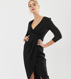 Платье миди с запахом ASOS DESIGN Tall - Черный