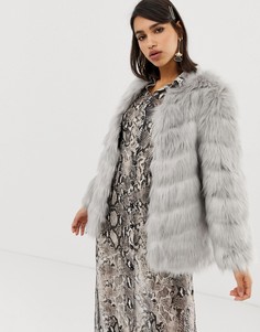 Шуба из искусственного меха со вставками River Island - Серый
