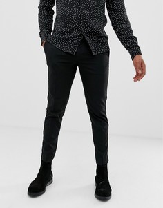 Черные узкие брюки с бархатными полосками Burton Menswear - Черный