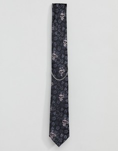 Жаккардовый галстук с цепочкой Twisted Tailor - Черный