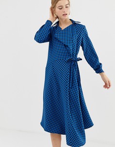 Платье миди в клетку с запахом ASOS WHITE - Мульти