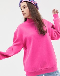 Розовый оversize-свитшот с высоким воротником Bershka - Розовый