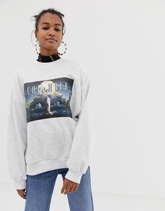 Серый свитшот с принтом Bershka Columbia - Серый