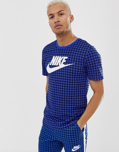 Синяя футболка в клетку Nike BQ1191-480 - Синий