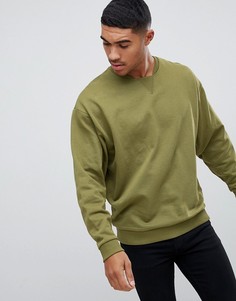 Oversize-свитшот цвета хаки с вырезом у ворота ASOS DESIGN - Зеленый
