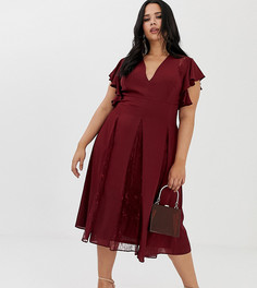 Платье миди с кружевными вставками ASOS DESIGN Curve - Красный