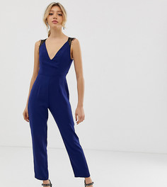 Комбинезон с кружевной отделкой ASOS DESIGN Petite - Синий