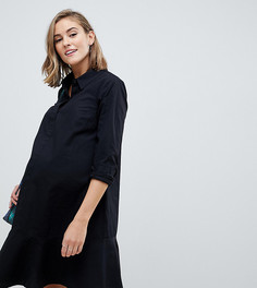 Платье-рубашка мини с оборкой ASOS DESIGN Maternity - Черный