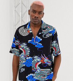 Рубашка с отложным воротником и принтом драконов Reclaimed Vintage inspired - Черный