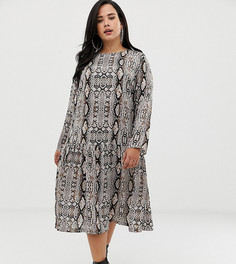 Свободное платье миди со змеиным принтом ASOS DESIGN Curve - Мульти